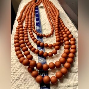 Multi Strand Red Bead Layered Stunning Statement Necklace